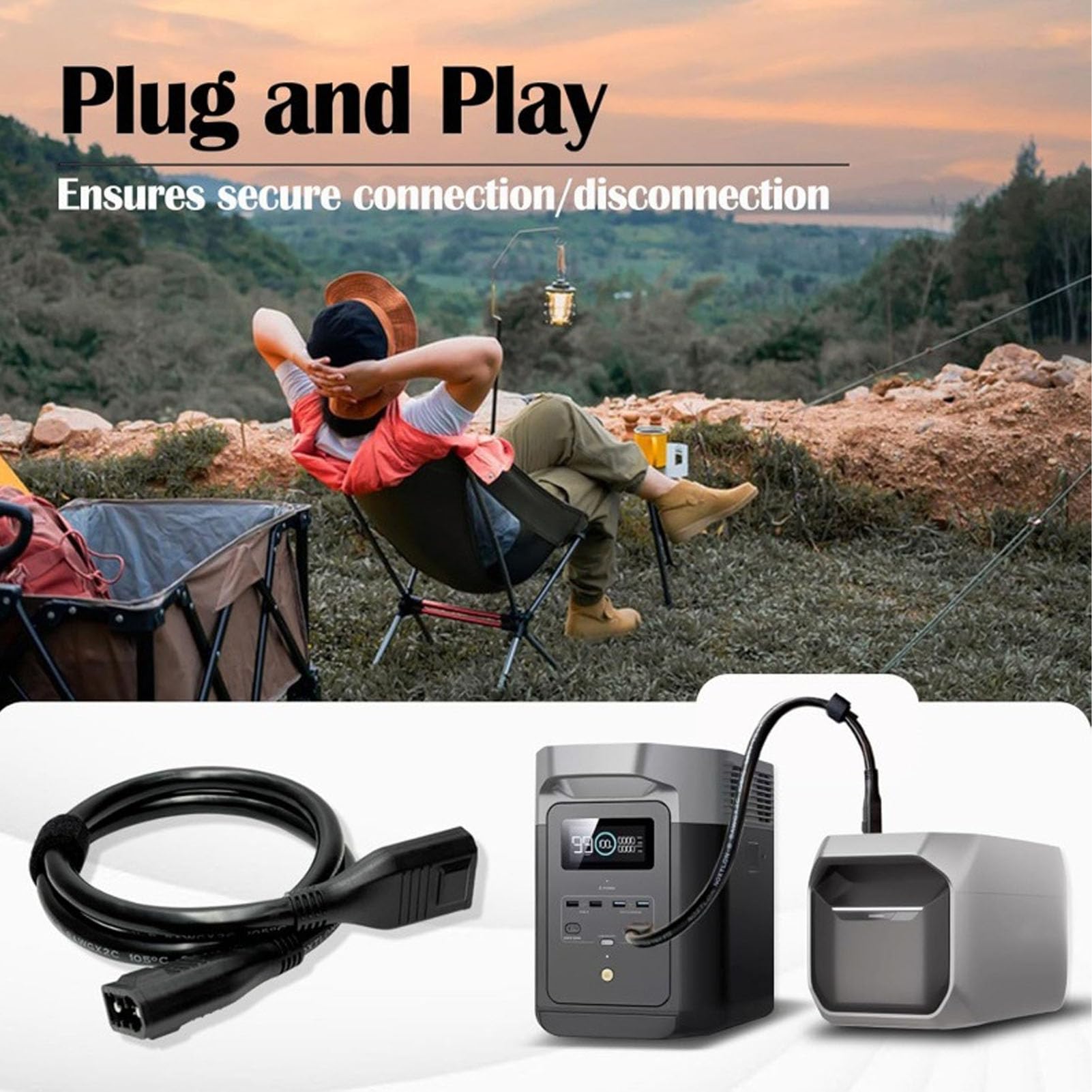 Amazon.co.jp: Acogedor XT150 追加バッテリー接続ケーブル、EcoFlow